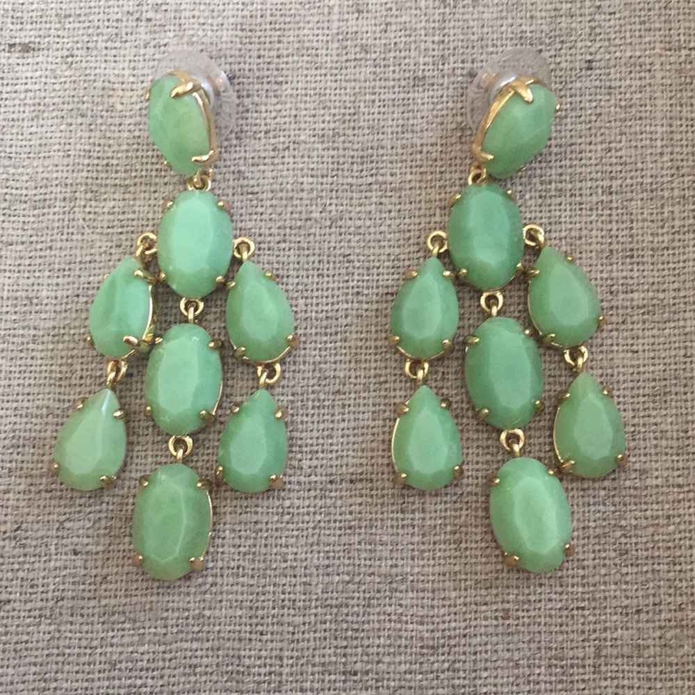 Stella and Dot Green and gold earrings